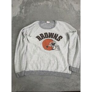 Vintage 80s Cleveland Browns NFL Pullover Sweatshirt Men's Size Large Gray